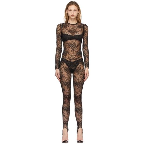 La Perla Pants - La Perla Jumpsuit in black Italian Jacquard lace - limited edition